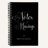 Elegant Script kalligrafie gepersonaliseerd zwart Notitieboek (Voorkant)