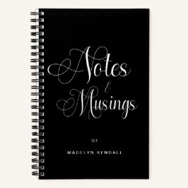 Elegant Script kalligrafie gepersonaliseerd zwart Notitieboek
