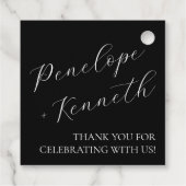 Elegant Script Kalligrafie Huwelijk Custom Black Bedankjes Labels (Achterkant)