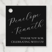 Elegant Script Kalligrafie Huwelijk Custom Black Bedankjes Labels (Voorkant)