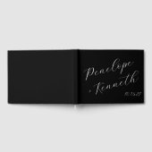 Elegant Script Kalligrafie Huwelijk Custom Black Gastenboek (Volledig)