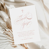 Elegant Script kalligrafie roze meisjes doop Bedankkaart