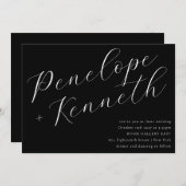 Elegant Script Kalligrafie Stijlvolle bruiloft zwa Kaart (Voorkant / Achterkant)