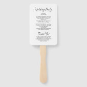 Elegant script kalligrafie wit bruiloft programma handwaaier (Achterkant)
