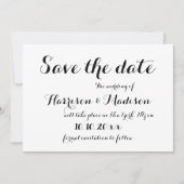 Elegant script Kalligrafie zwart-wit Bruiloft Save The Date (Voorkant)