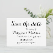 Elegant script Kalligrafie zwart-wit Bruiloft Save The Date (Staand voorkant)