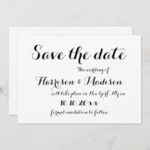 Elegant script Kalligrafie zwart-wit Bruiloft Save The Date (Voorkant / Achterkant)
