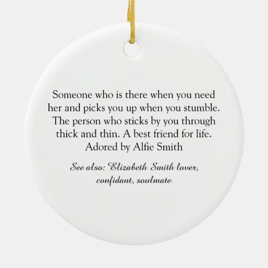 Elegant Script Keramisch Ornament (Achterkant)