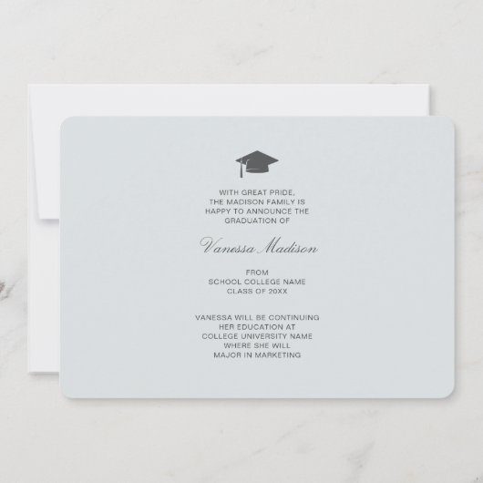 Elegant Script Kersenbloesem | Modern Fotograduati Aankondiging (Achterkant)