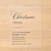 Elegant Script Kerst Diner Acryl Uitnodigingen (Voorkant)