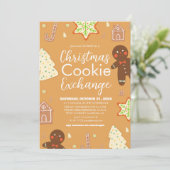 Elegant Script Kerst Koekjes Uitwisseling Feest Kaart (Staand voorkant)