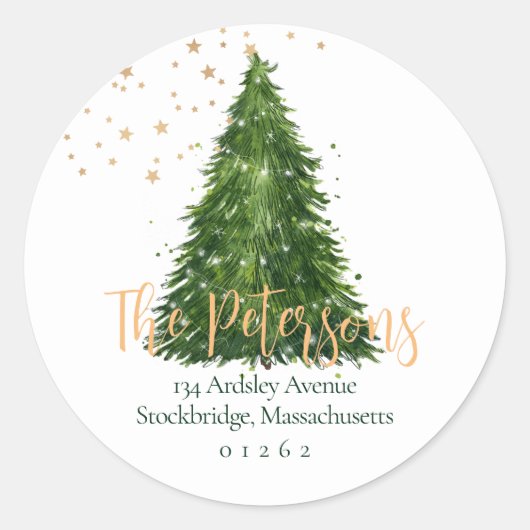 Elegant script kerst retour adres labels (Voorkant)