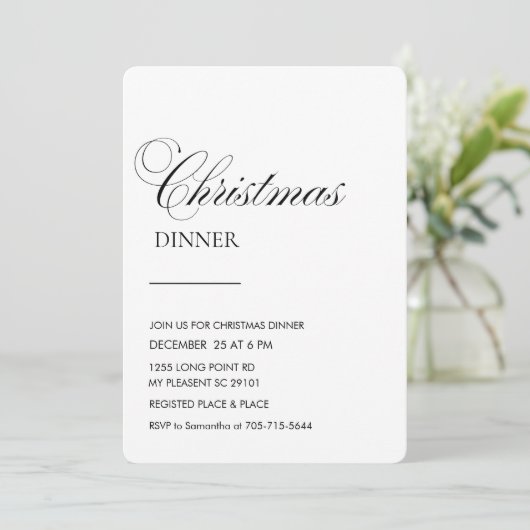 Elegant script kerstdiner kaart (Staand voorkant)