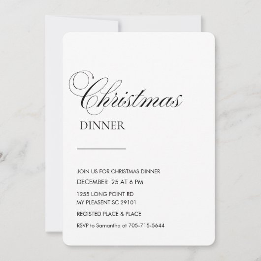 Elegant script kerstdiner kaart (Voorkant)