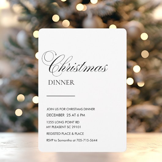 Elegant script kerstdiner kaart