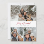 Elegant script Kerstfoto Feliz Navidad Red Feestdagenkaart (Voorkant)