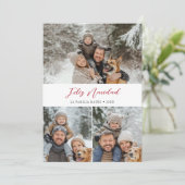 Elegant script Kerstfoto Feliz Navidad Red Feestdagenkaart (Staand voorkant)