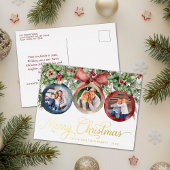 Elegant Script-kerstfoto's voor sierdoeleinden Gol Folie Feestdagen Briefkaart