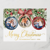 Elegant Script-kerstfoto's voor sierdoeleinden Gol Folie Feestdagen Briefkaart (Voorkant)