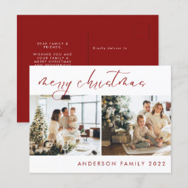 Elegant Script-kerstgroet | Rood Briefkaart
