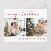 Elegant Script-kerstgroet | Rood Briefkaart (Voorkant)