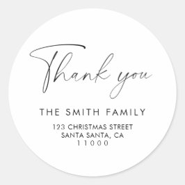 Elegant Script Kerstmis Dank u Ronde Sticker