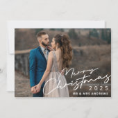 Elegant script Kerstmis getrouwd paar Foto Feestdagenkaart (Voorkant)