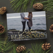 Elegant Script Kerstmis Zegeningen Zwangerschap Folie Feestdagenkaart