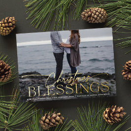 Elegant Script Kerstmis Zegeningen Zwangerschap Folie Feestdagenkaart