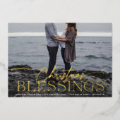 Elegant Script Kerstmis Zegeningen Zwangerschap Folie Feestdagenkaart (Voorkant)