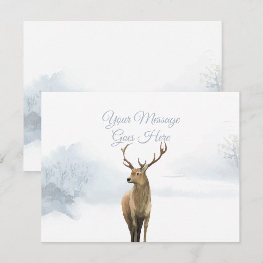 Elegant Script Kerstvakantie Winter Hert Briefkaart (Voorkant / Achterkant)