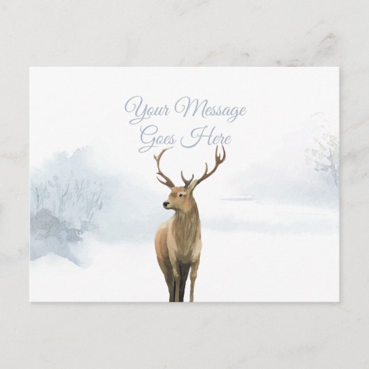 Elegant Script Kerstvakantie Winter Hert Briefkaart (Voorkant)