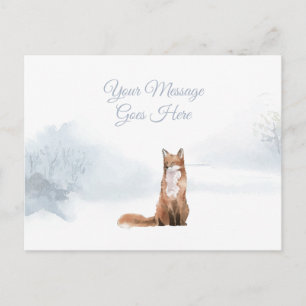 Elegant Script Kerstvakantie Winter Vos Briefkaart