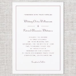 Elegant Script Klassiek Bourgondië Formele Bruilof Kaart