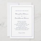 Elegant Script Klassiek Navy Wit Formele Bruilofte Kaart (Voorkant)