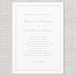 Elegant Script Klassiek Witgoud Formele Bruiloften Kaart