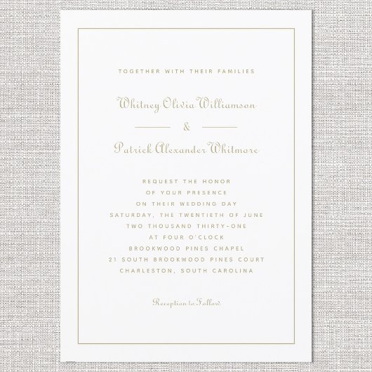 Elegant Script Klassiek Witgoud Formele Bruiloften Kaart