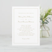 Elegant Script Klassiek Witgoud Formele Bruiloften Kaart (Staand voorkant)