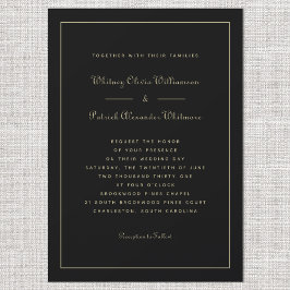 Elegant Script Klassiek Zwart Goud Formele Bruilof Kaart