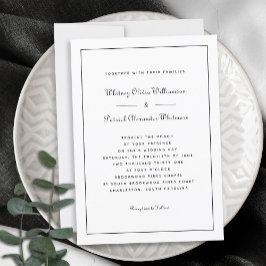 Elegant Script Klassiek Zwart Wit Formele Bruiloft Kaart