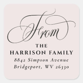 Elegant script klassieke blozende retouradres vierkante sticker