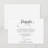Elegant Script Klassieke bruiloft Details Informatiekaartje (Voorkant / Achterkant)