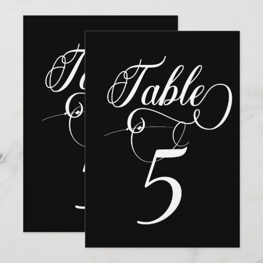 Elegant Script Klassieke Bruiloft Tafelnummers (Voorkant / Achterkant)