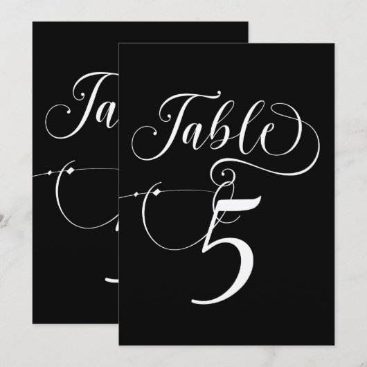 Elegant Script Klassieke Bruiloft Tafelnummers (Voorkant / Achterkant)