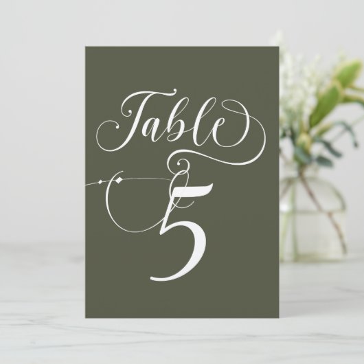 Elegant Script Klassieke Bruiloft Tafelnummers (Staand voorkant)