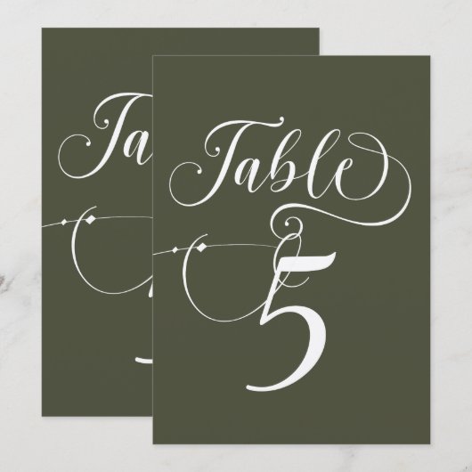 Elegant Script Klassieke Bruiloft Tafelnummers (Voorkant / Achterkant)