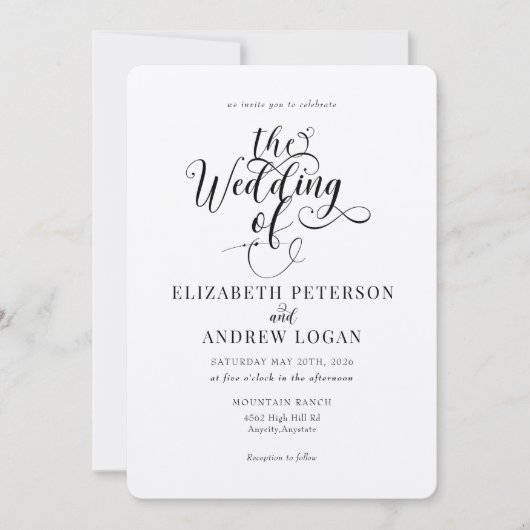 Elegant Script Klassieke bruiloft uitnodigingen (Voorkant)