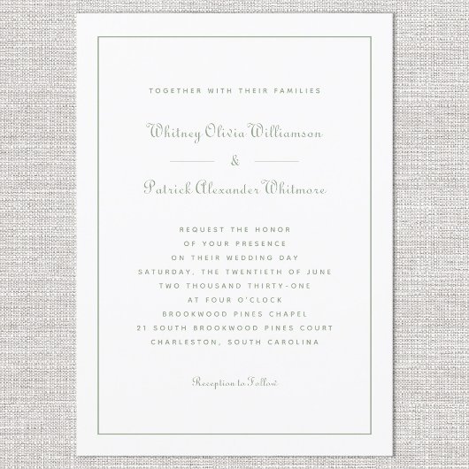 Elegant Script Klassieke Formele Bruiloften Wit Gr Kaart