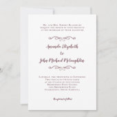Elegant Script Klassieke Trouw Burgundy Wit Chic Kaart (Voorkant)