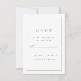 Elegant Script Klassieke Trouwbijlage Groen RSVP Kaartje